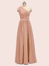Elegant One Shoulder A-Line Long Soft Satin Formal Prom Dresses Online