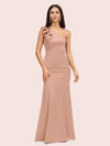 Elegant One Shoulder Mermaid Long Silky Satin Evening Prom Dresses Online