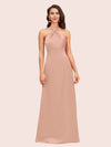 Simple Halter Long Soft Satin Formal Prom Dresses For Women