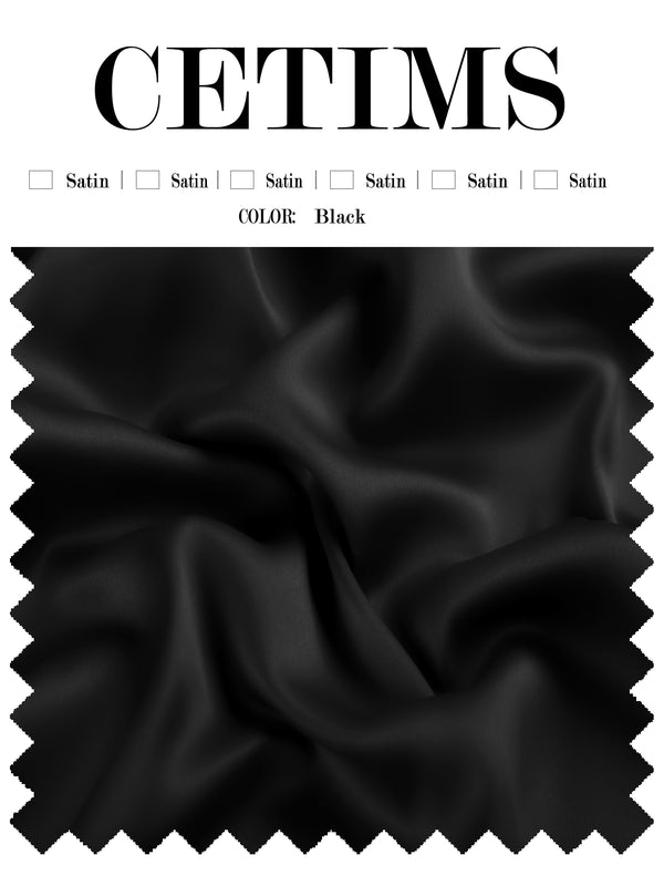 Soft Satin Fabric Swatch Black