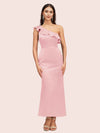 Elegant Mermaid One Shoulder Short Soft Satin Bridesmaid Dresses Online