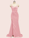 Elegant Spaghetti Straps Mermaid Long Soft Satin Bridesmaid Dresses Online