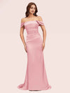 Sexy Mermaid Off Shoulder Long Silky Satin Evening Prom Dresses Online