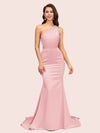 Sexy Backless One Shoulder Mermaid Soft Satin Party Prom Dresses Online