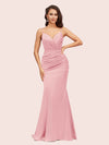Sexy Mermaid Spaghetti Straps Long Soft Satin Bridesmaid Dresses Online For Sale