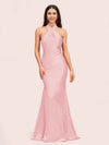 Sexy Backless Halter Sleeveless Long Mermaid Satin Bridesmaid Dresses Online