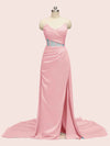 Elegant Mermaid Sweetheart Side Slit Long Soft Satin Formal Prom Dresses Online