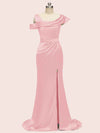 Sexy Side Slit Mermaid Long Soft Satin Bridesmaid Dresses Online