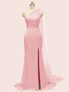 Unique One Shoulder Long Stretchy Satin Party Dresses For Women