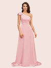Elegant One Shoulder Long Soft Satin Formal Maxi Prom Dresses Online