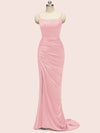 Sexy Backless Spaghetti Straps Long Soft Satin Mermaid Party Prom Dresses Online