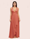 Elegant A-Line V-Neck Long Soft Satin Evening Prom Dresses Online