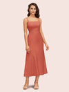 Elegant Ankle Length Spaghetti Straps Short Soft Satin Bridesmaid Dresses