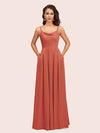 Simple Spaghetti Straps Long Soft Satin Bridesmaid Dresses