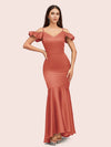 Sexy Mermaid Cold Shoulder Silky Satin High Low Prom Dresses Online