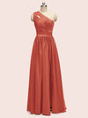 Elegant One Shoulder A-Line Long Soft Satin Bridesmaid Dresses Online