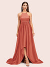 Unique High Low Halter Satin Party Dresses For Women Online