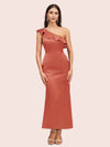 Elegant Mermaid One Shoulder Short Soft Satin Bridesmaid Dresses Online
