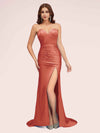 Sexy Mermaid Sweetheart Long Soft Satin Bridesmaid Dresses With Slit