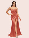 Simple Mermaid Sweetheart Side Slit Soft Satin Party Prom Dresses 2023