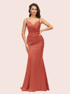 Sexy Mermaid Spaghetti Straps Long Soft Satin Bridesmaid Dresses Online