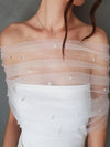 Elegant White Off the Shoulder Tulle Shawl For Woman, VG73