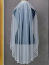 Elegant Minimalist Hand Sewn Pearl Edging Bridal Veil, V134