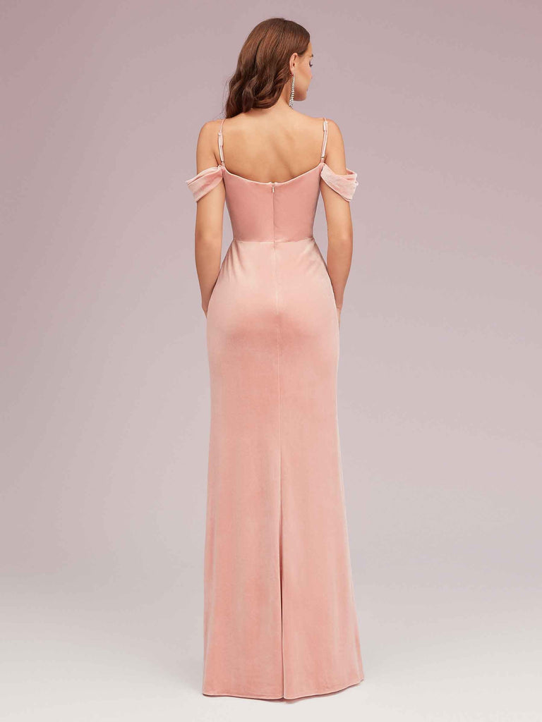 Elegant Cold Shoulder Long Mermaid Velvet Graduation Prom Dresses Online Elegant Cold Shoulder Long Mermaid Velvet Graduation Prom Dresses Online