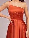 Sexy One Shoulder A-Line Long Soft Satin Bridesmaid Dresses With Pleats For Sale