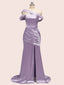 Sexy Mermaid One Shoulder Long Soft Satin Side Slit Bridesmaid Dresses Online