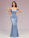 Elegant Cold Shoulder Mermaid Soft Satin Bridesmaid Dresses Online