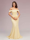 Sexy Mermaid Off Shoulder Long Soft Satin Formal Prom Dresses For Women