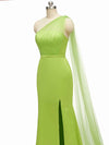 Elegant One Shoulder Unique Long Soft Satin Mermaid Bridesmaid Dresses Online