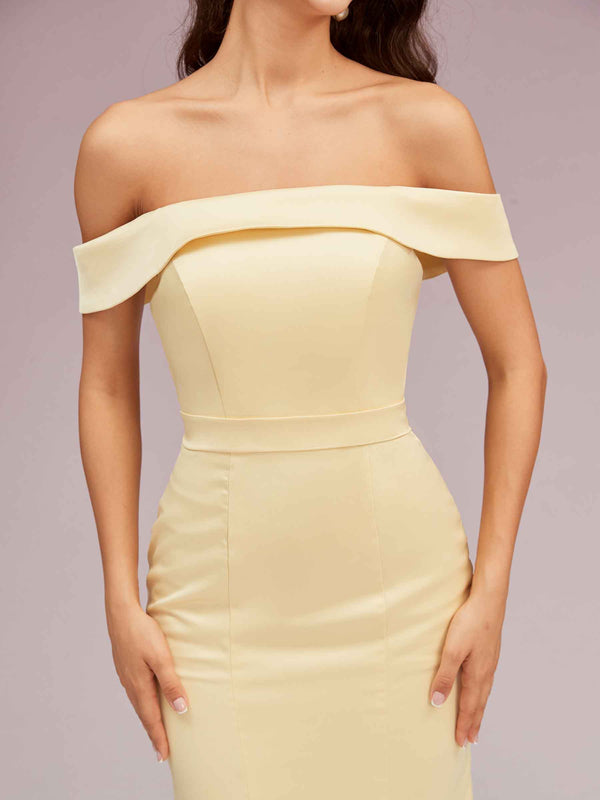 Sexy Mermaid Off Shoulder Long Soft Satin Bridesmaid Dresses Online