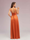 Sexy V Neck Long Soft Satin Side Slit Bridesmaid Dresses Online