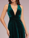 Sexy Deep V Neck Velvet V-Neck Criss Cross Long Bridesmaid Dresses Online