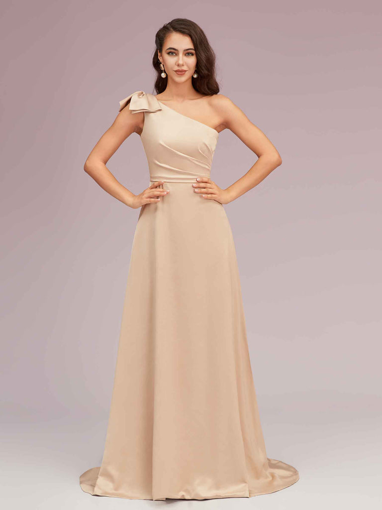 Elegant One Shoulder Long Soft Satin Bridesmaid Dresses Online Elegant One Shoulder Long Soft Satin Bridesmaid Dresses Online