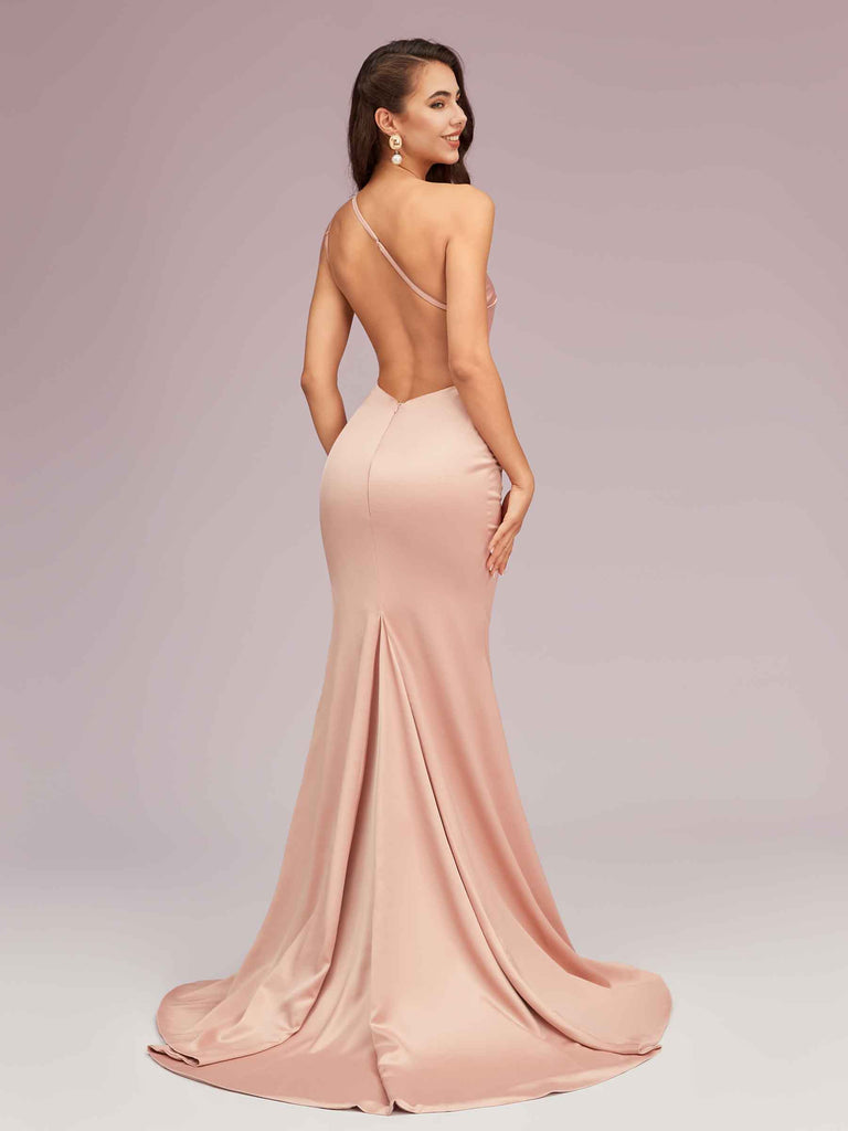 Elegant One Shoulder Mermaid Soft Satin Bridesmaid Dresses Online Elegant One Shoulder Mermaid Soft Satin Bridesmaid Dresses Online