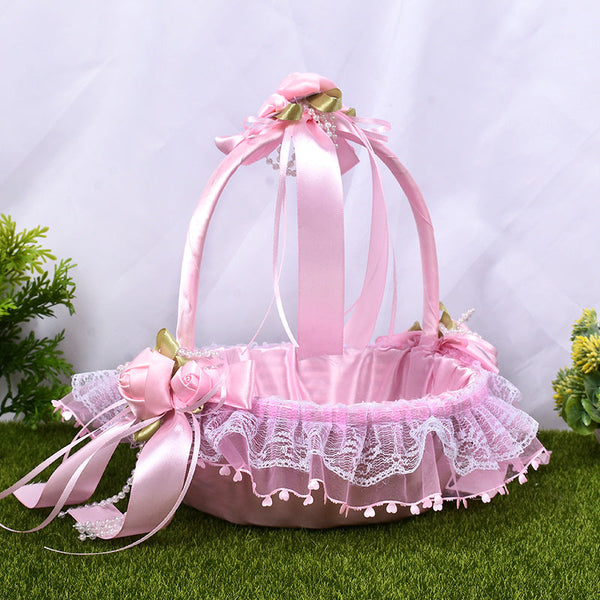Creative Wedding Bride Flower Basket Wedding Flower Girl Bridesmaid Scattered Flower Basket, HL-5658
