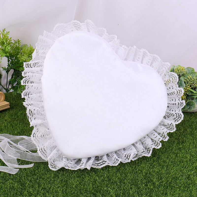 White Wedding Ring Pillow Ring Pillow Holder Lace Ring Box For Brides And Groom, JZH-5883