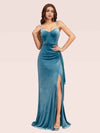 Sexy Spaghetti Straps Mermaid Long Formal Prom Dresses With Slit