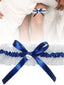 Navy Blue White Wedding Garter