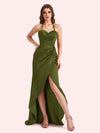 Sexy Halter Sheath Sweetheart Soft Satin Maxi Long Bridesmaid Dress With Split For Wedding