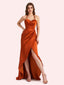 Sexy Halter Sheath Sweetheart Soft Satin Maxi Long Bridesmaid Dress With Split For Wedding