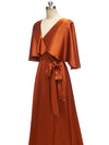 Bat Sleeves Elegant Long Soft Satin Bridesmaid Dresses Online