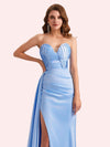 Elegent Mermaid Side Slit Strapless Soft Satin Long Bridesmaid Dress For Wedding