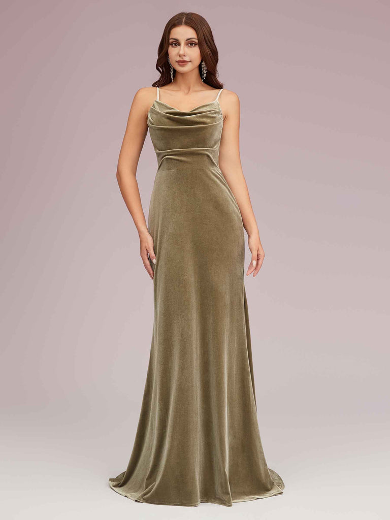 Modern Velvet Spaghetti Straps Long Mermaid Graduation Prom Dresses Online Modern Velvet Spaghetti Straps Long Mermaid Graduation Prom Dresses Online