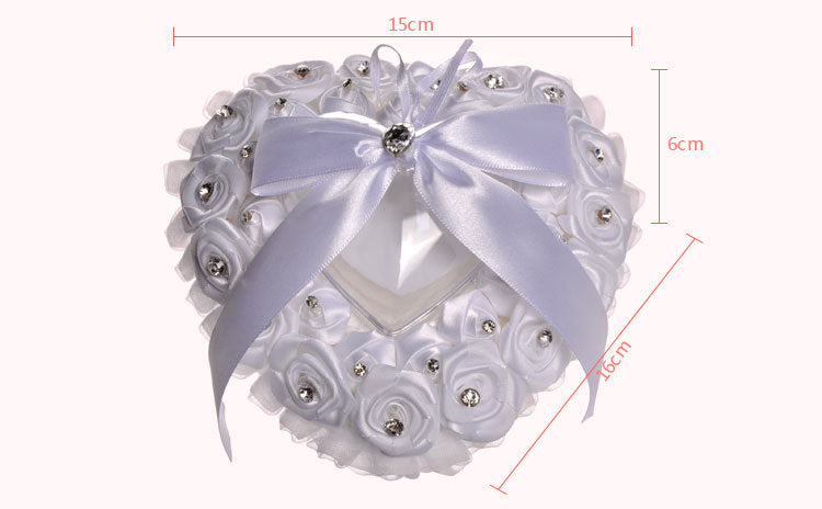 White Wedding Ring Pillow For Bride And Groom, Lace Ring Pillow Holder, JZH-5793