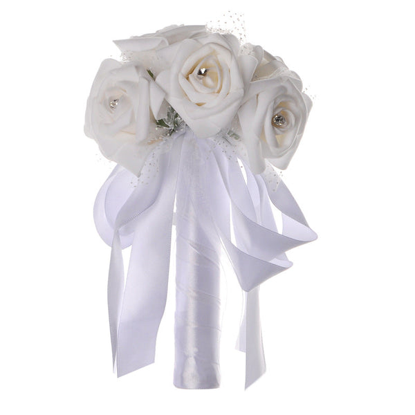 Wedding Flower For The Groom And Bride, Simulated Rose Wedding Bouquet, WF06