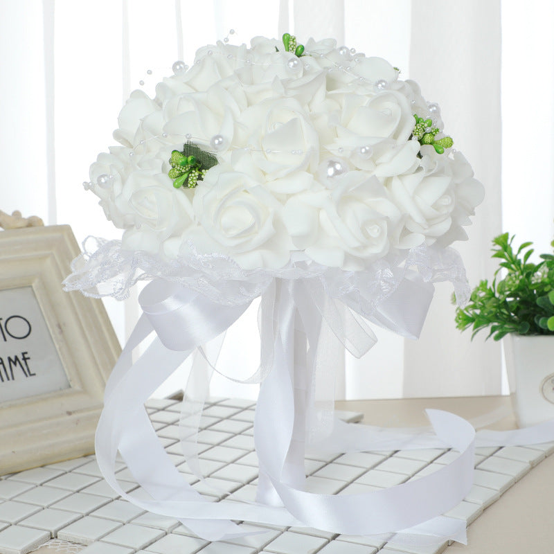 Wedding Flower For The Groom And Bride, Simulated Foam Rose Wedding Bouquet, WF01